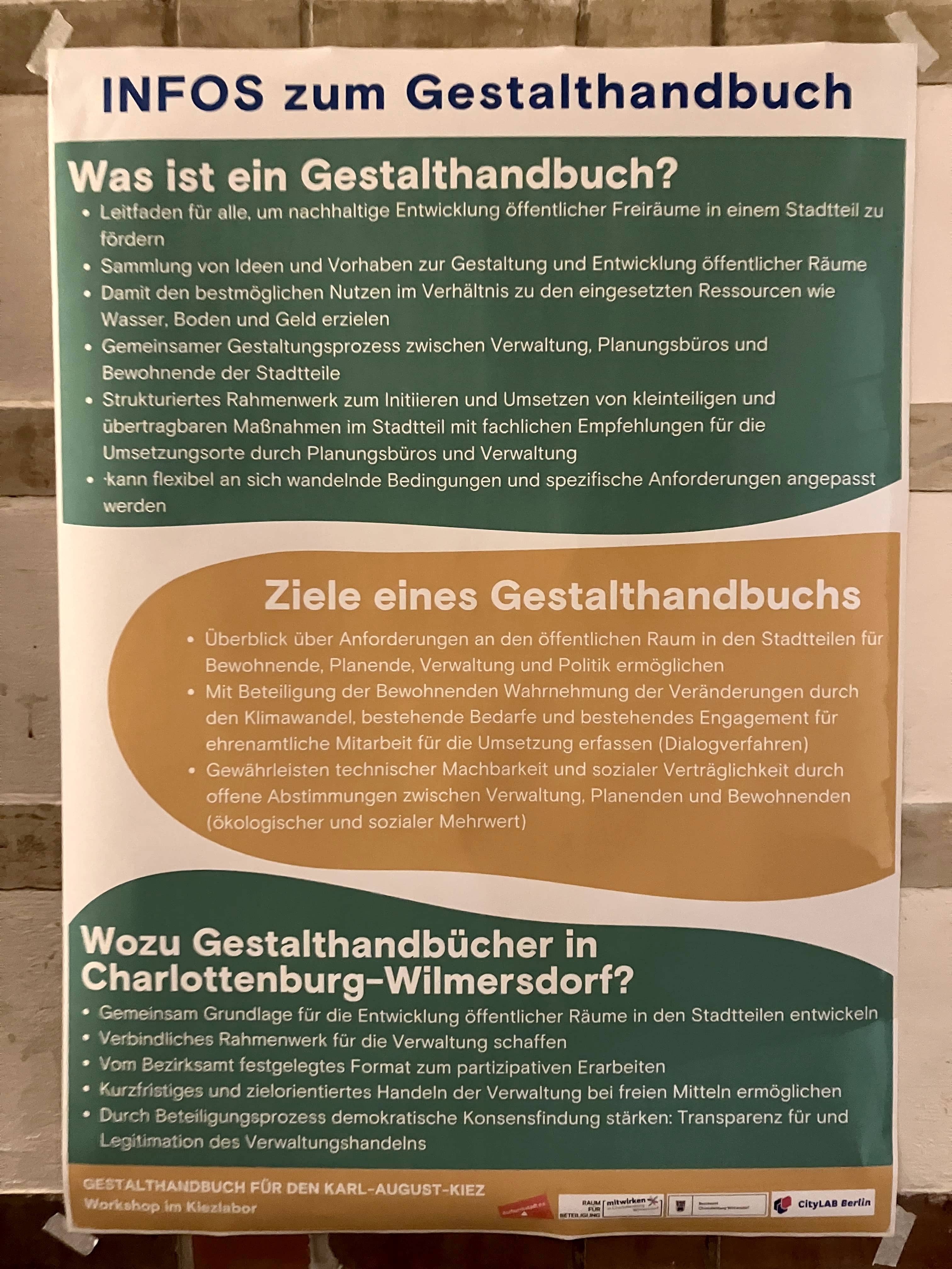 Plakat „INFOS zum Gestalthandbuch“